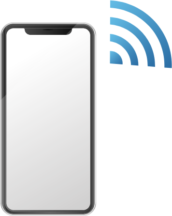 Smartphone icon with wireless signal representing mobile connectivity features in Sunlync salon software
