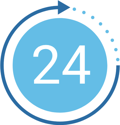 24-hour service icon symbolizing Sunlync’s reliable, always-available support for salon businesses.